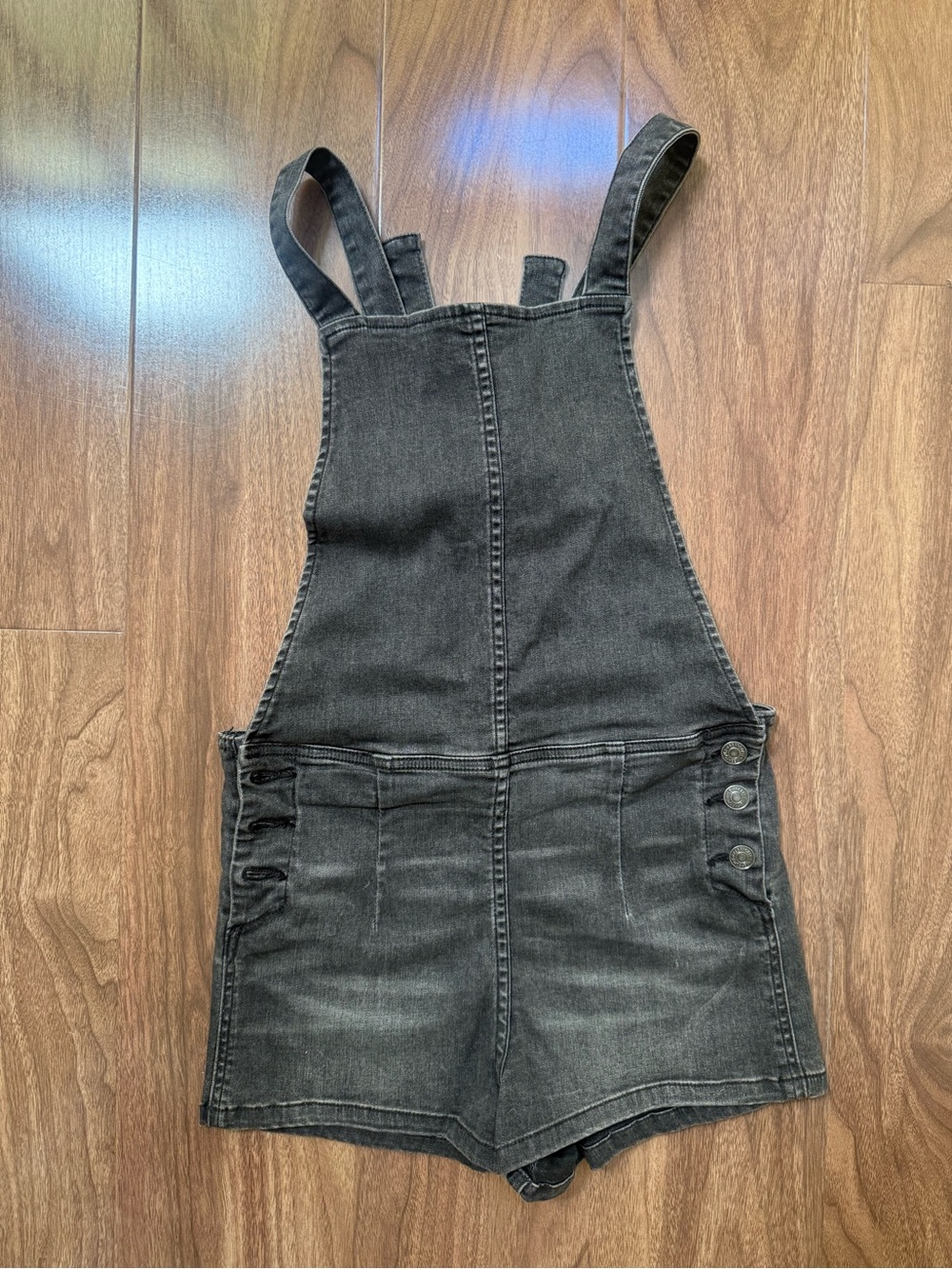Free People Washed Black Denim Overalls